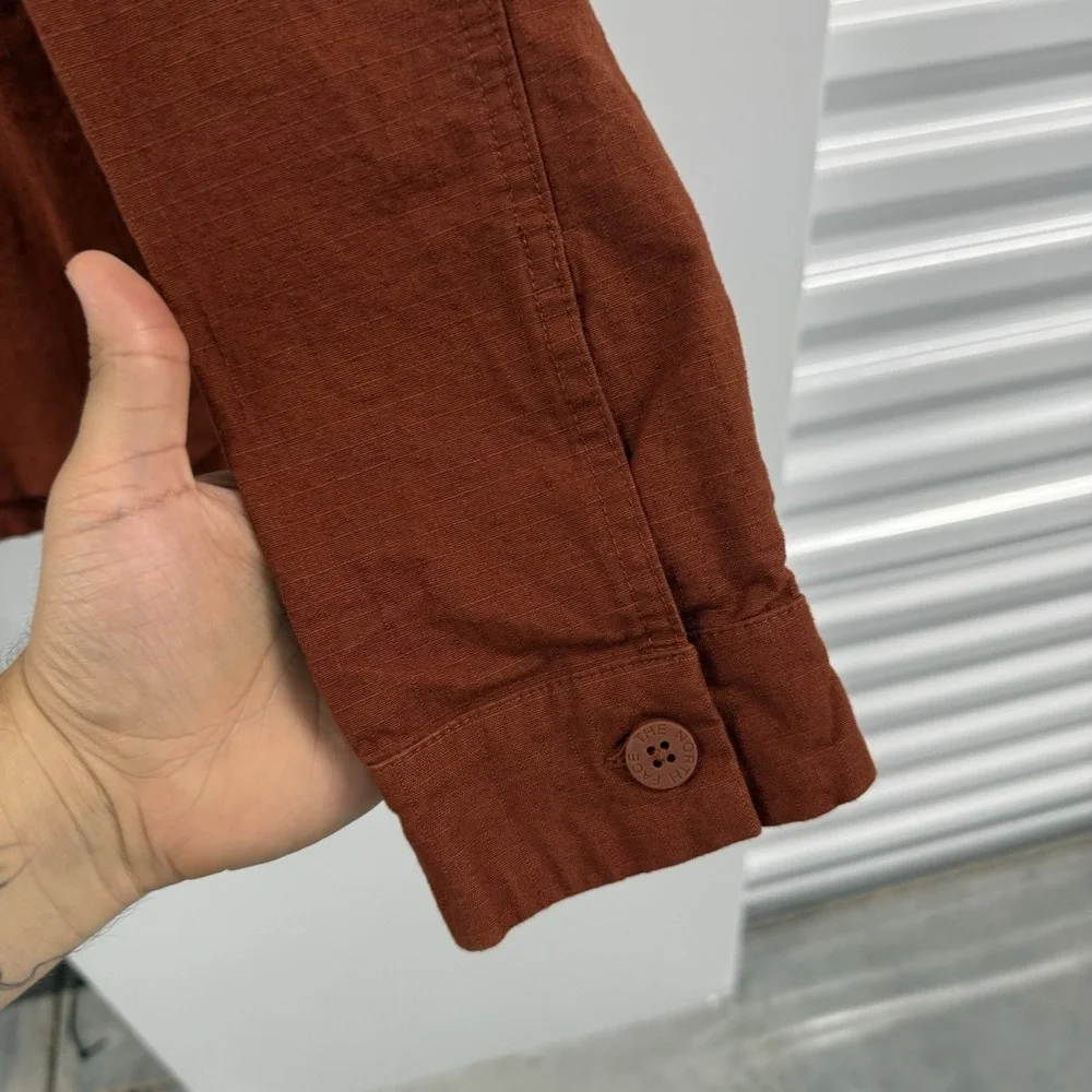 The North Face Mens M Rust Brown Button Front Utility Shirt Jacket Overshirt